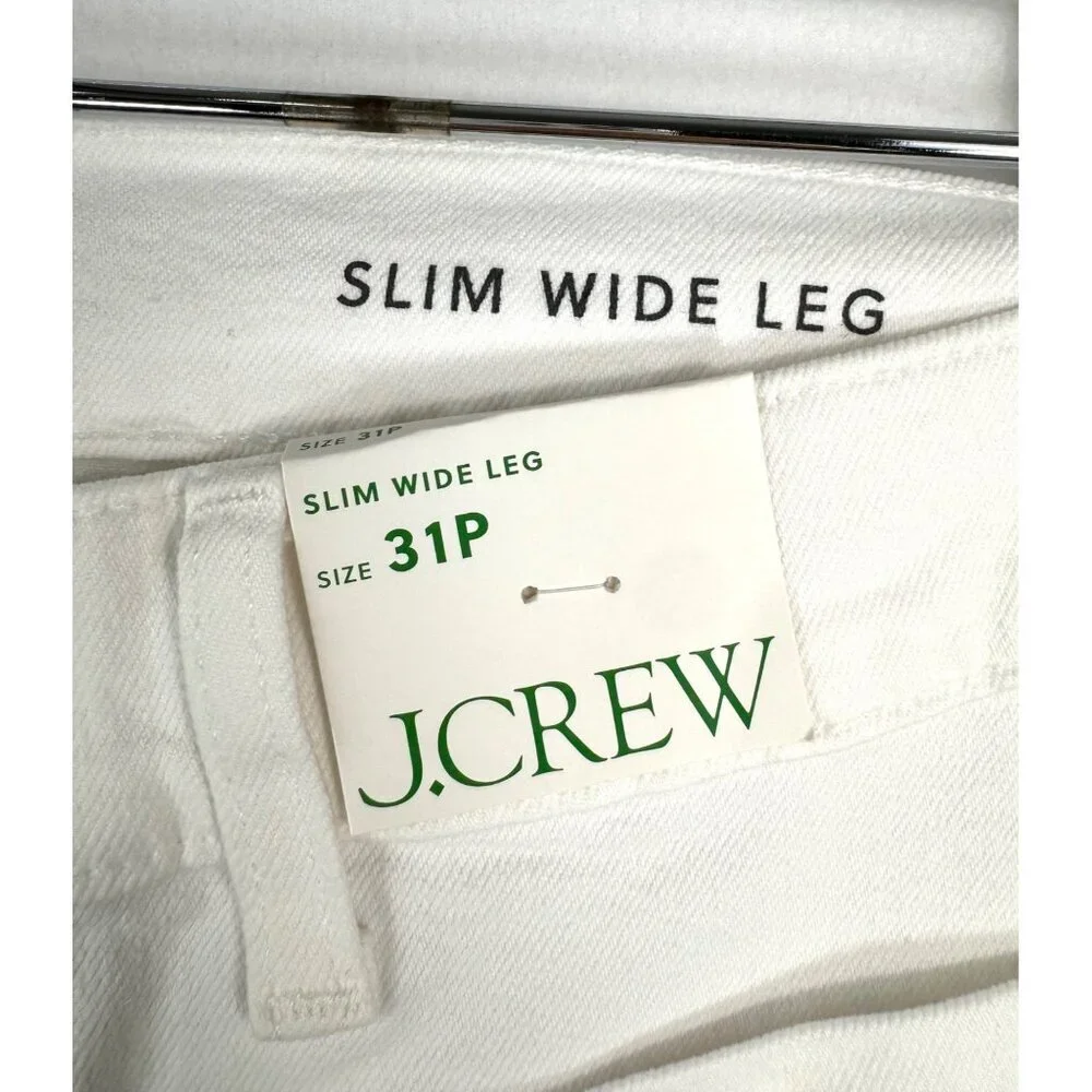 J.Crew Petite sailor slim‎ wide-leg jeans cropped in white sz 31P
